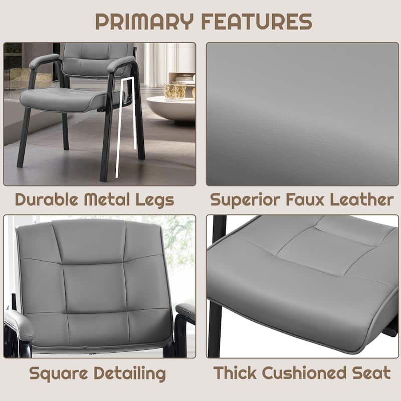 Heavy Duty Executive Chair with Padded Arm Rest - Leather Guest Chairs