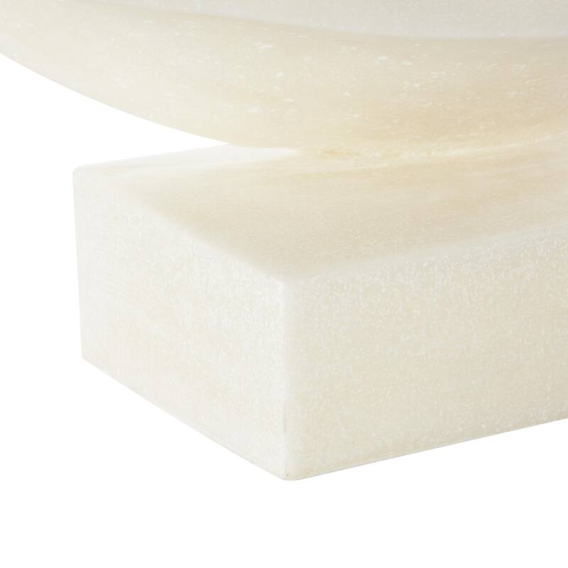 Polystone Abstract Twisted Wave Decorative Sculpture with Elevated Base - White - Roche River Decor