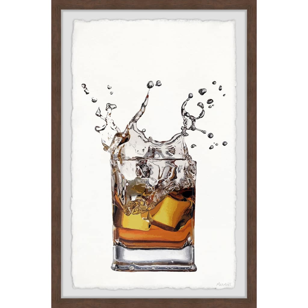 Whiskey and Ice Framed Wall Art, Elegant Home Touch - Sophisticated Artwork for Refined Décor