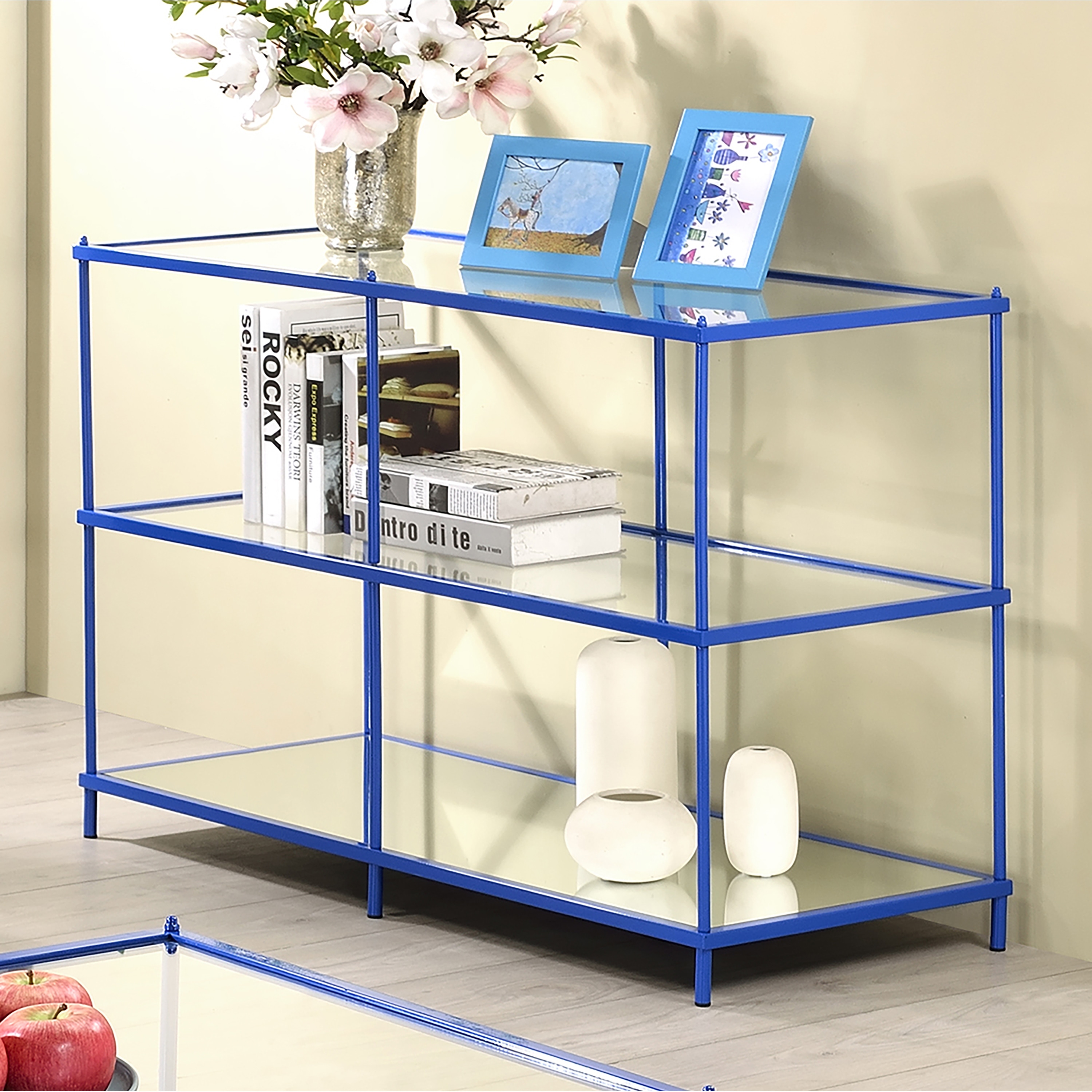 Furniture of America Scoles Contemporary 42-inch Glass 2-Shelf Sofa Table