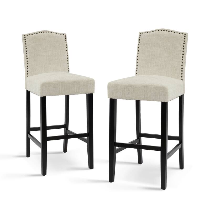 Barstools Set of 2, Counter Height Upholstered Bar Stools for Kitchen Island, Rubberwood Legs Seating 300LBS Weight Capacity
