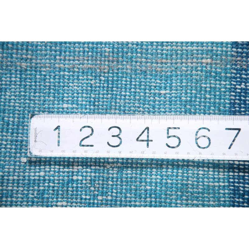 Over-Dyed Blue Anatolian Distressed Vintage Rug Handmade Wool Carpet - 7'10" x 14'0"