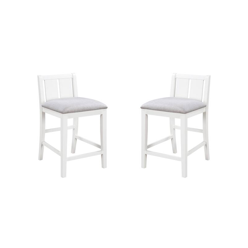 Set of 2 White Finish Upholstered Seat 20" Counter Height Chair - White