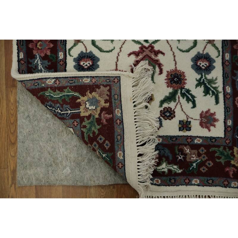 Hand Knotted Oriental 100% Wool Carpet Traditional All-Over Beige & Ivories Kashan Runner Rug - 11' 10'' X 2' 7''