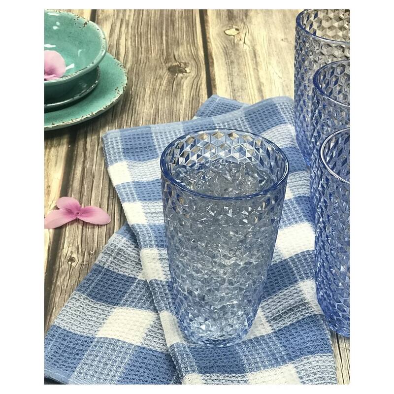 Diamond Cut Acrylic Glasses Drinking Set of 4
