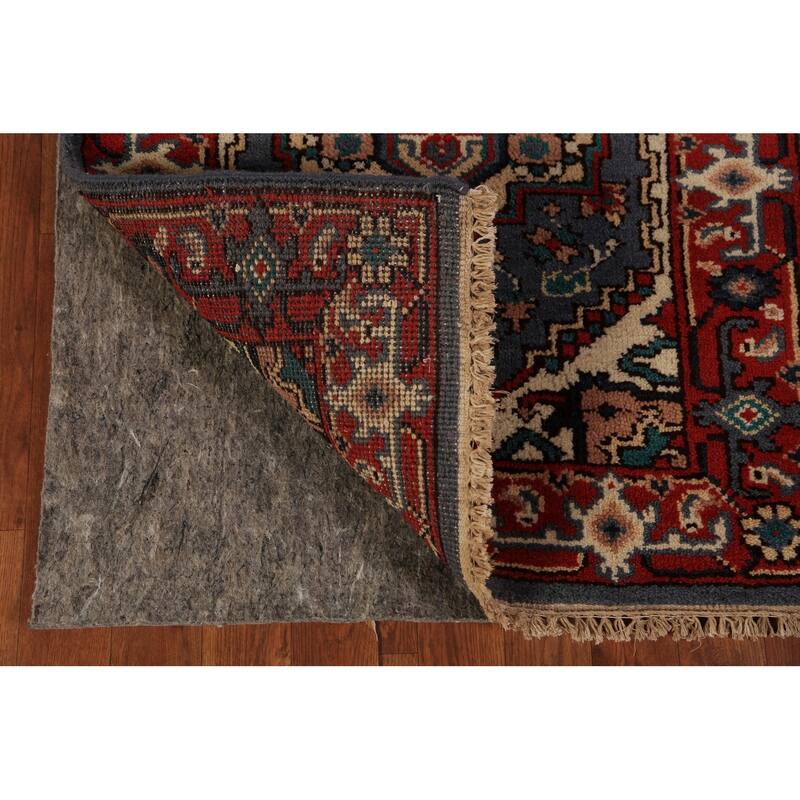 Blue Geometric Heriz Serapi Runner Rug Hand-Knotted Wool Carpet - 2'7"x 7'10"