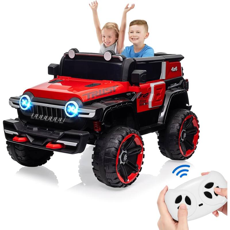 2 Seater Ride On Car with Remote Control, 4WD Off-Road Truck 12V Electric Battery Powered Ride On Toys
