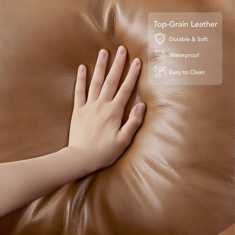 Spruce & Spring Genuine Leather Swivel Glider Recliner with Adjustable Headrest