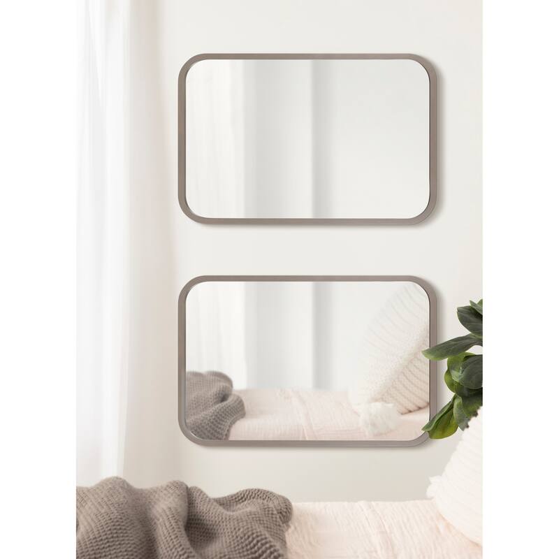 Kate and Laurel Hutton Wood Framed Radius Rectangle Mirror