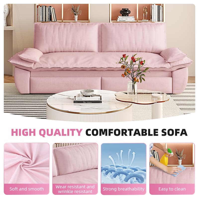 Sleeper Sofa Bed for Living Room, 73.2" Pull Out Couch Velvet Loveseat Sofa Bed, 3 in 1 Convertible Beds for Apartment
