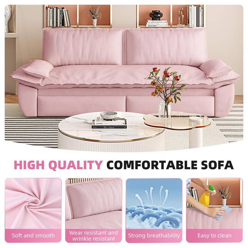 Versatile 3-in-1 Queen Size Velvet Pull-Out Sofa Bed with Chaise Lounge, Durable Steel Frame, Convertible Sleeper Loveseat
