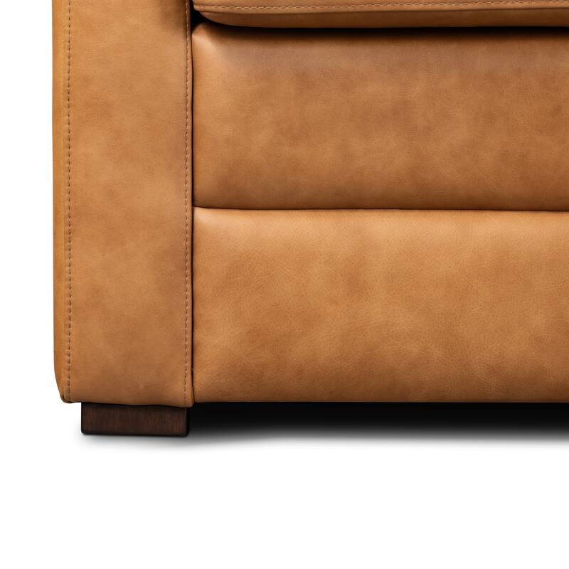 Poly and Bark Sorrento Leather Pull-Out Convertible Sleeper Sofa In Cognac Tan