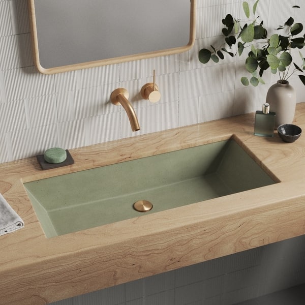 slide 2 of 14, Arcata NativeStone Concrete Undermount Trough Bathroom Sink 30" - Sage