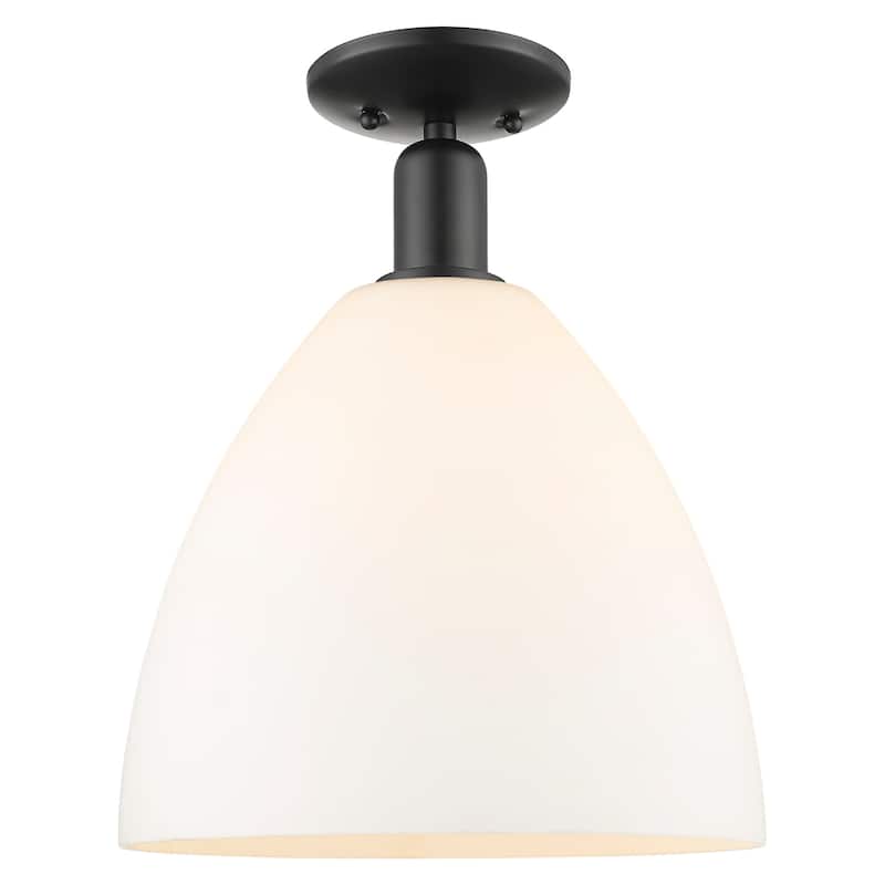 Innovations Lighting 716-1C-15-12 Bristol Semi-Flush Bristol 12" Wide - Matte Black / Matte White