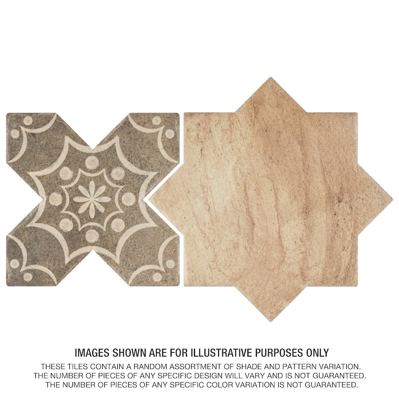 Merola Tile Tech Land Star Fire/Cross Fire Temple 6" x 12" Porcelain Floor and Wall Tile - 2 Tiles
