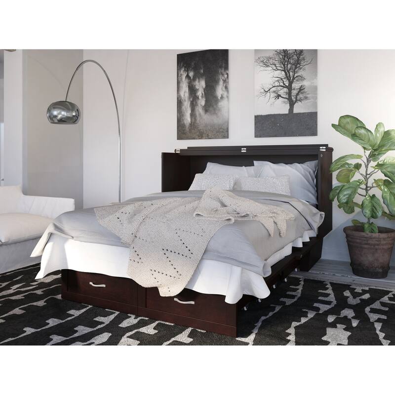 Monroe Queen Murphy Bed Chest with Mattress and Built-In Charger