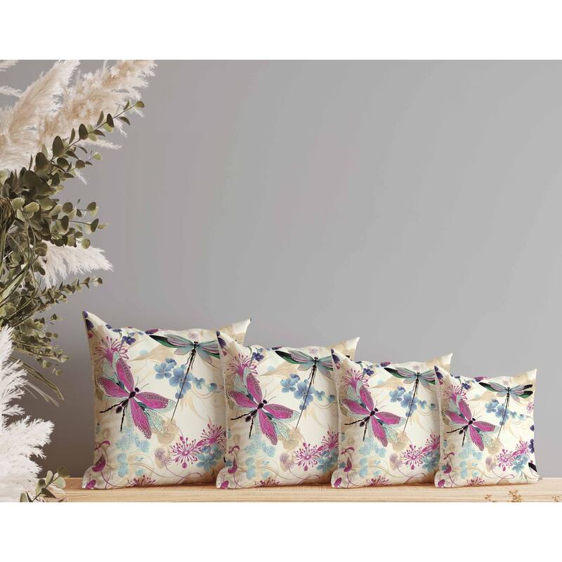 Wings in Motion Indoor/Outdoor Reversible Throw Pillow Pink and Blue