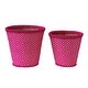 preview thumbnail 1 of 3, Hand-Woven Seagrass Baskets with Pattern, Fuchsia, Set of 2