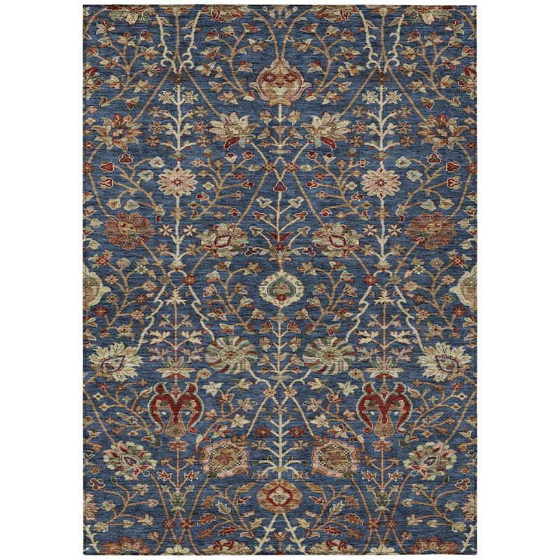 Machine Washable Indoor/ Outdoor Traditional Kashan Chantille Rug