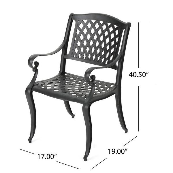 dimension image slide 1 of 2, Cayman 7-piece Aluminum Outdoor Dining Set by Christopher Knight Home