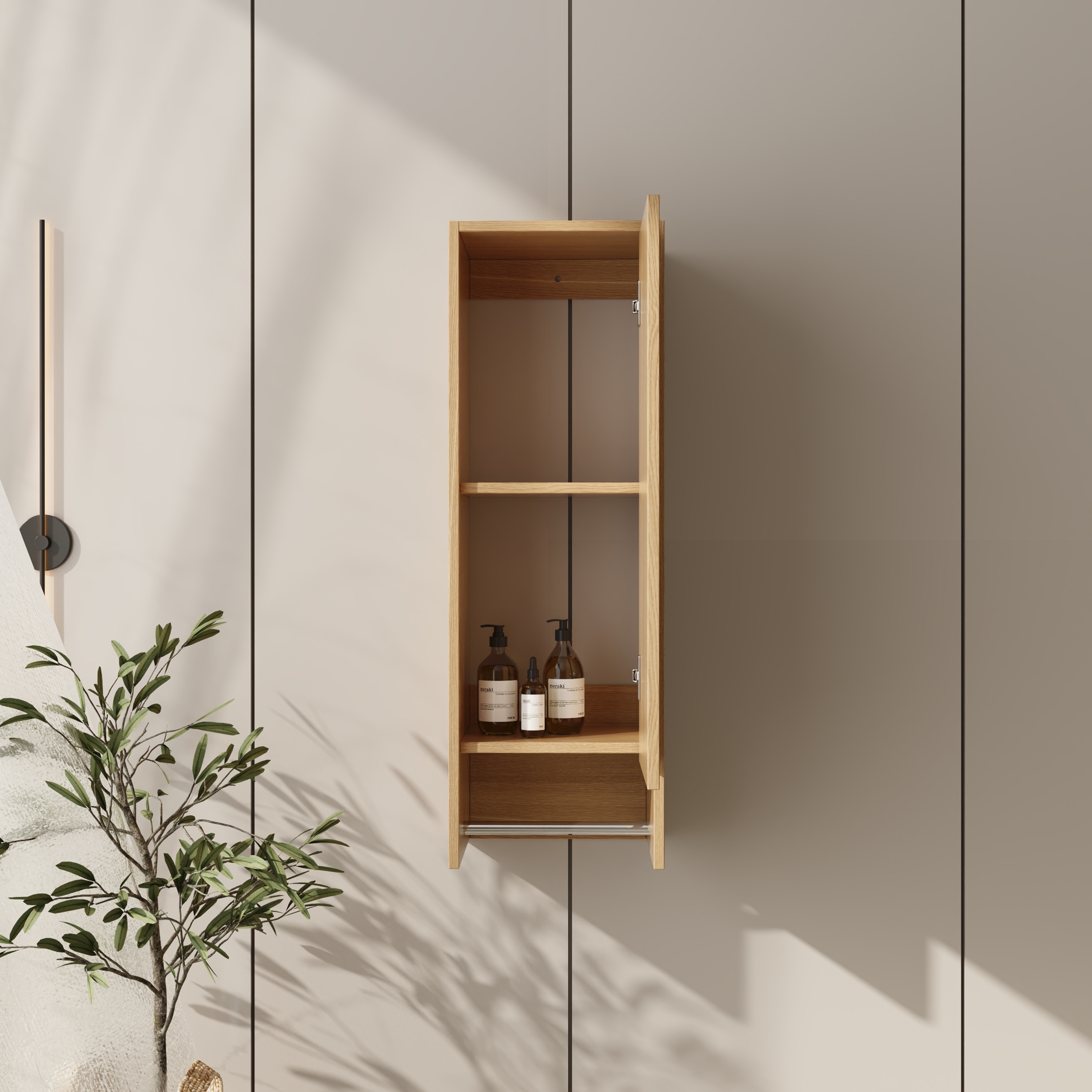 12"/24" Wall Mounted Bathroom Side Cabinet With Soft Close Door And Shelf