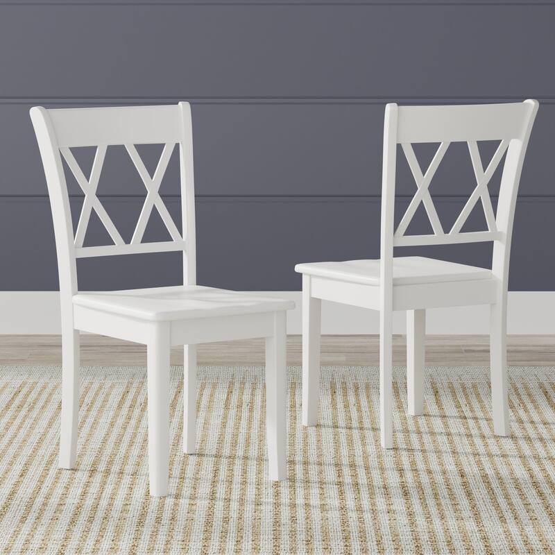 3-Piece Dining Set, 48" Rectangle Wood Table and Double X-Back Chairs
