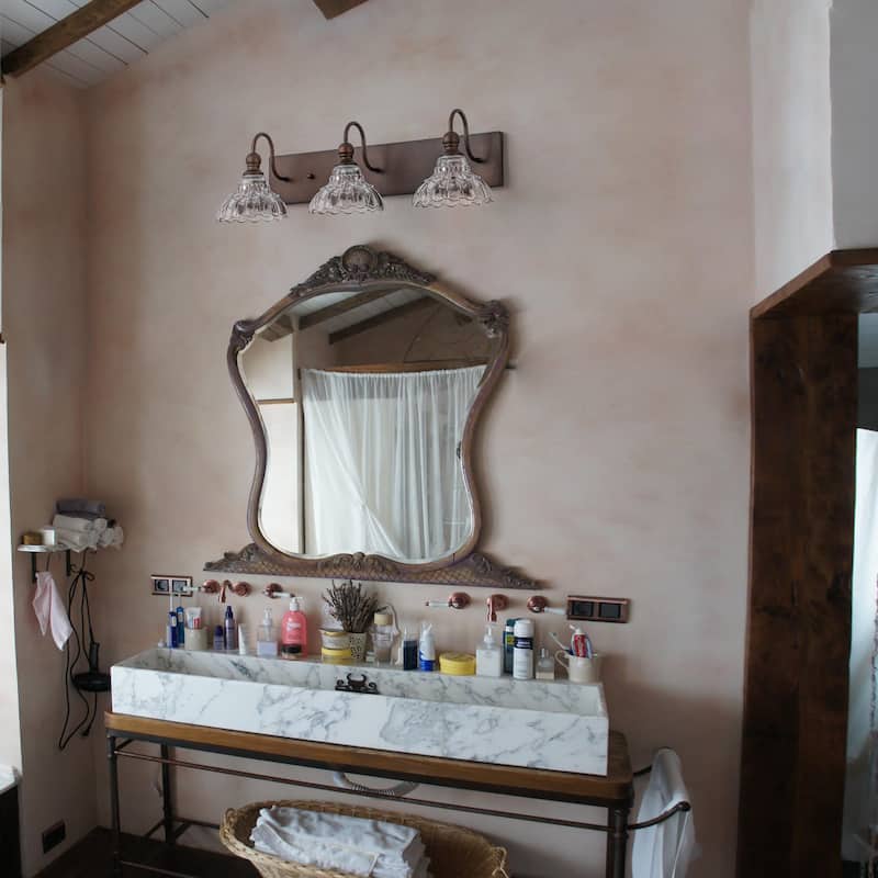 3/4-Light Vintage Bathroom Vanity Light with Clear Trumpet Glass Shades