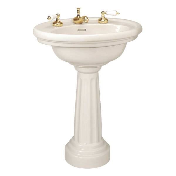 slide 7 of 11, Philadelphia 26" W Oval Biscuit Pedestal Bathroom Sink Porcelain Sink with 8" Faucet Holes and Overflow Renovators Supply Cream