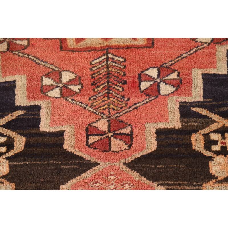 Geometric Ardebil Persian Vintage Runner Rug Handmade Wool Carpet - 3'10"x 10'0"