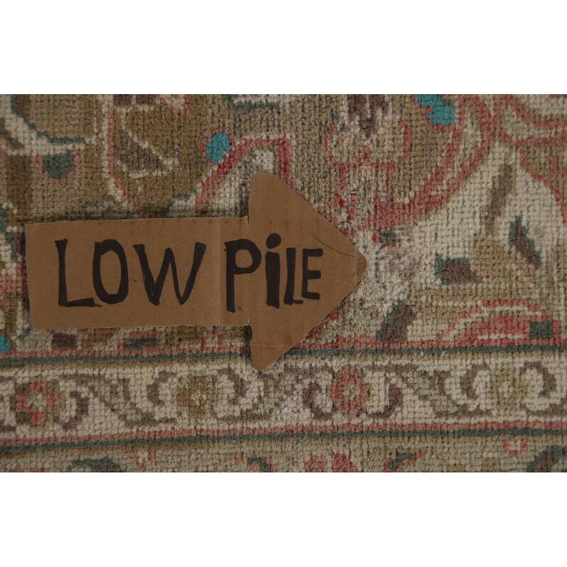 Hand Knotted Oriental 100% Wool Carpet Traditional Floral Pink Mashad Area Rug - 13' 9'' X 9' 7''