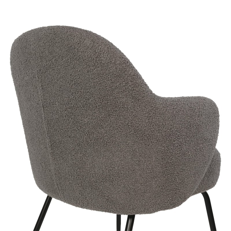 Furnish Theory Nordic Comfort Dining Armchair Arm Chair w/ Various Boucle Fabric Upholstery Covers & Steel Leg Finishes