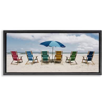 Stupell Colorful Beach Chairs Framed Floater Canvas Wall Art Design By Natalie Carpentieri