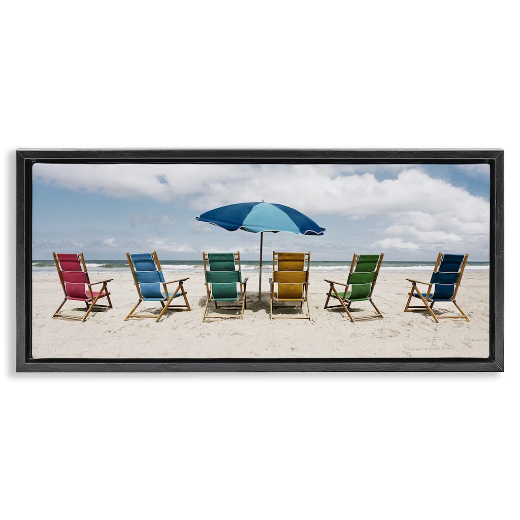 Stupell Colorful Beach Chairs Framed Floater Canvas Wall Art Design By Natalie Carpentieri