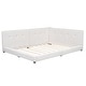 preview thumbnail 13 of 23, Upholstered Full Size Platform Bed with USB Ports, Linen Fabric, Sturdy Wood Daybed Frame, No Box Spring Needed, Beige