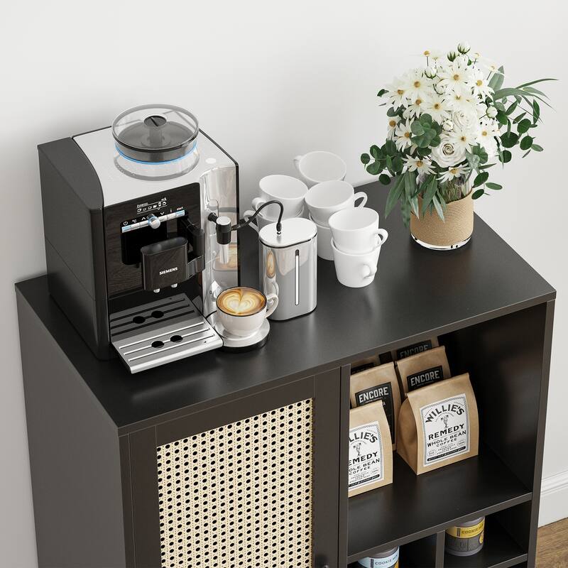 Sideboard Cabinet with Storage, 34 Inch Wine Bar Cabinet with Wine Racks, Buffet Cabinets for Home, Living Room