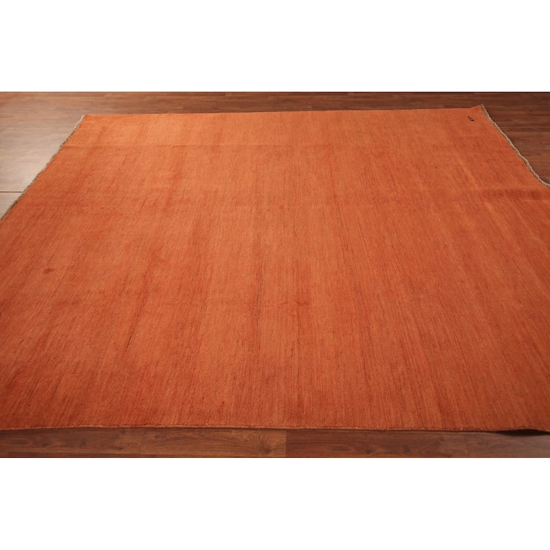 Orange Gabbeh Modern Area Rug Hand-Knotted Bedroom Wool Carpet - 6'6" x 9'7"