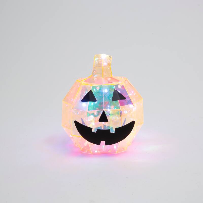 Vibrant 9.56 Inch Lighted Holographic Halloween Pumpkin