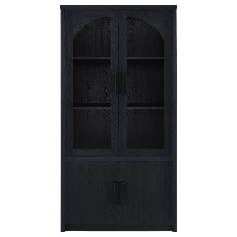 Riva 4-Door Tall Accent Display Cabinet Led Lighting Black
