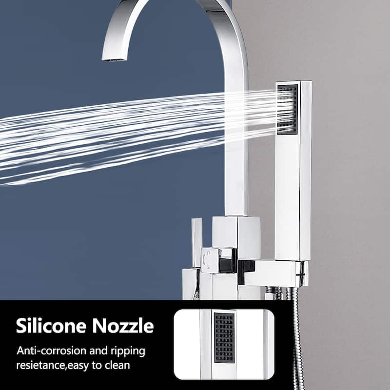 Topcraft Floor Mounted Bathtub Filler with Handheld Showerhead