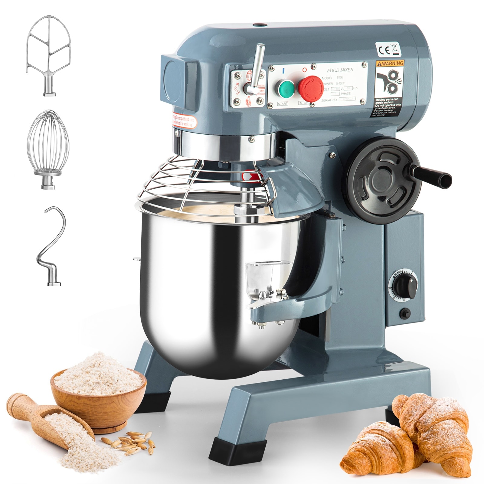 15Qt Food Mixer,3-Speed Commercial Stand Mixer with Stainless Steel Bowl