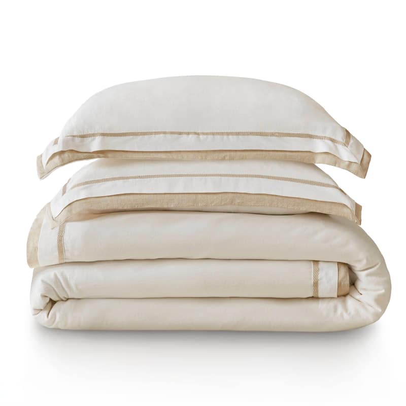 Harbor House Linen Blend Double Flange Duvet Cover Set