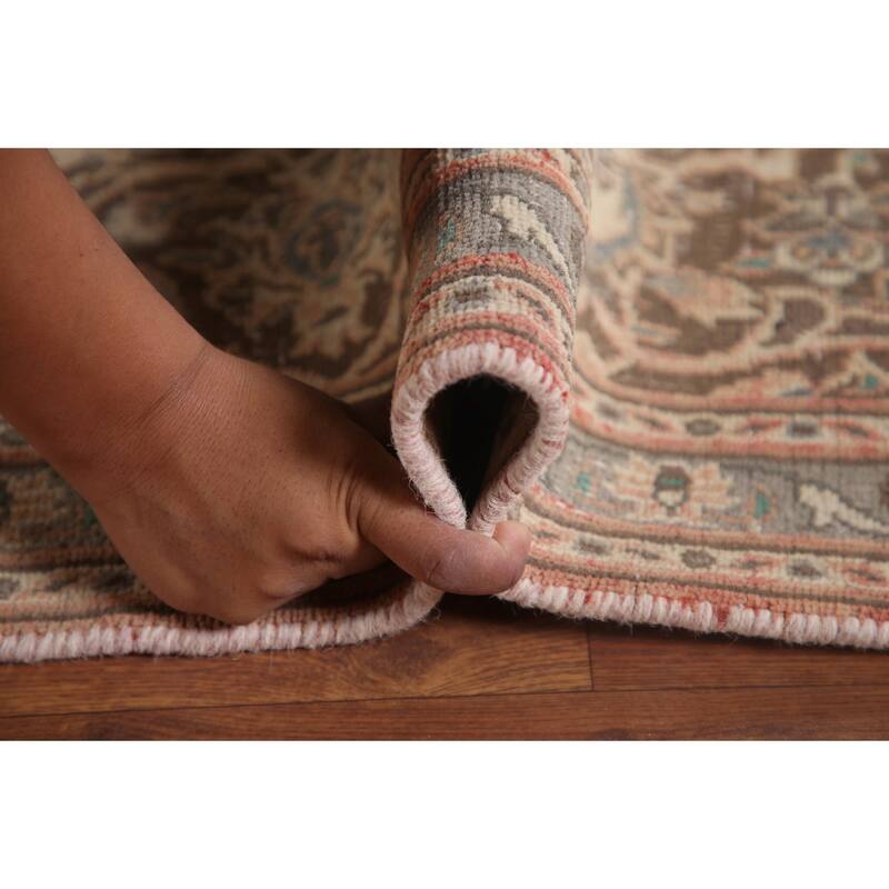 Distressed Mashad Persian Antique Area Rug Hand-knotted Wool Carpet - 6'3" x 9'0"