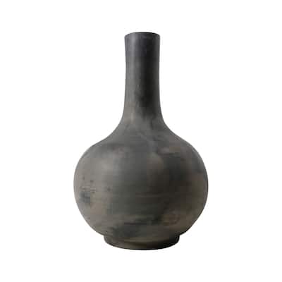 Artissance Earthy Gray Globular Pottery Vase, 16.5 Inch Tall