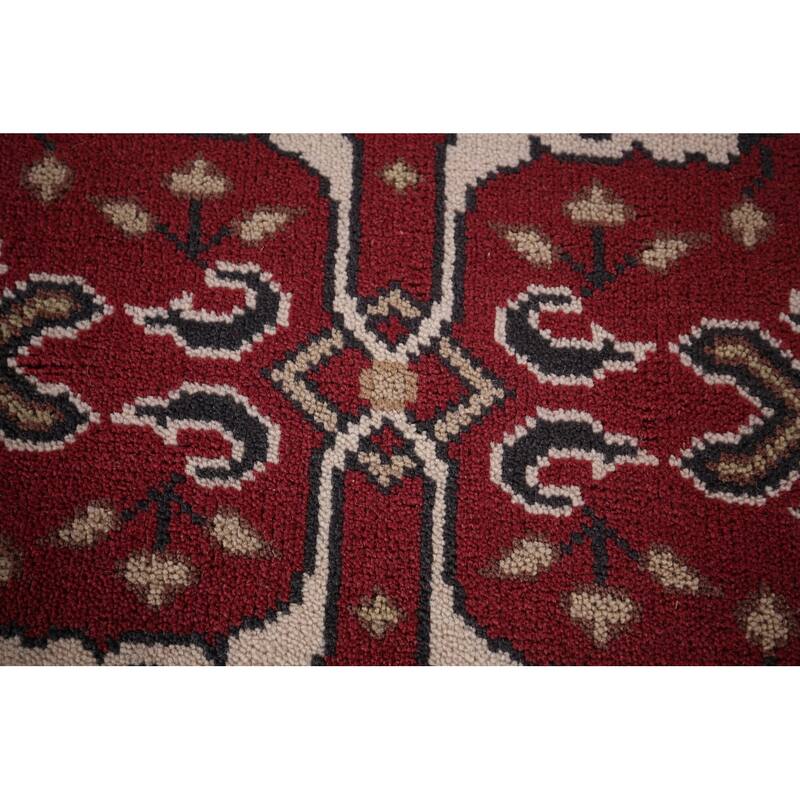 Red & Ivory Oushak Oriental Runner Rug Handmade Floral Wool Carpet - 2'7"x 11'5"