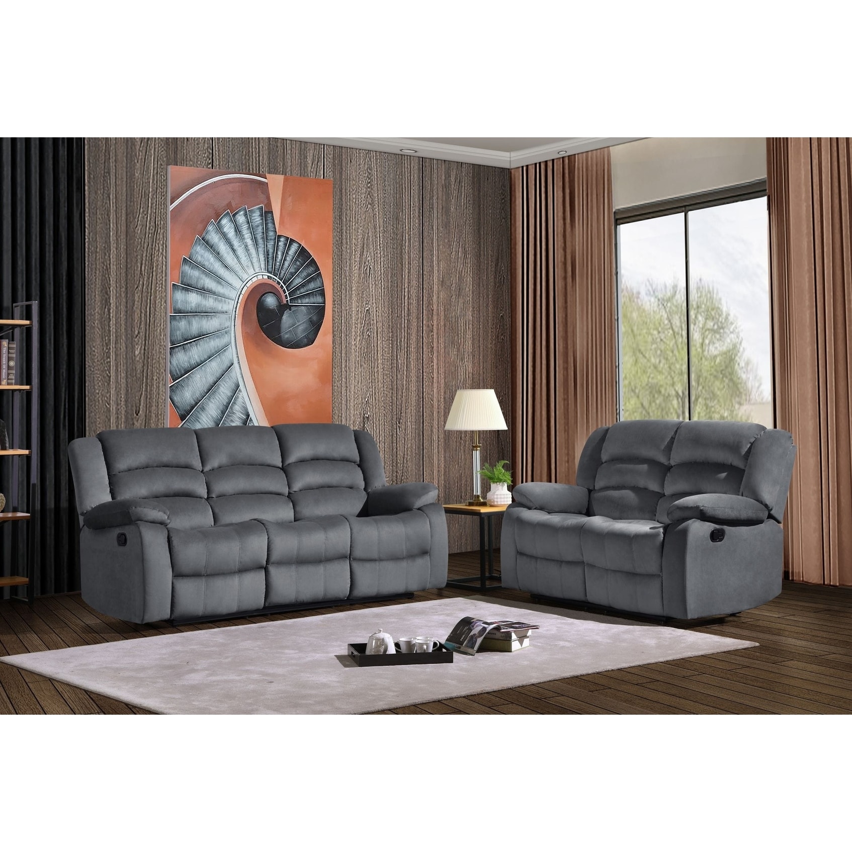 Osbourne Microfiber Fabric Upholstered 2 Piece Living Room Recliner Sets On Sale Overstock 25775944 Beige