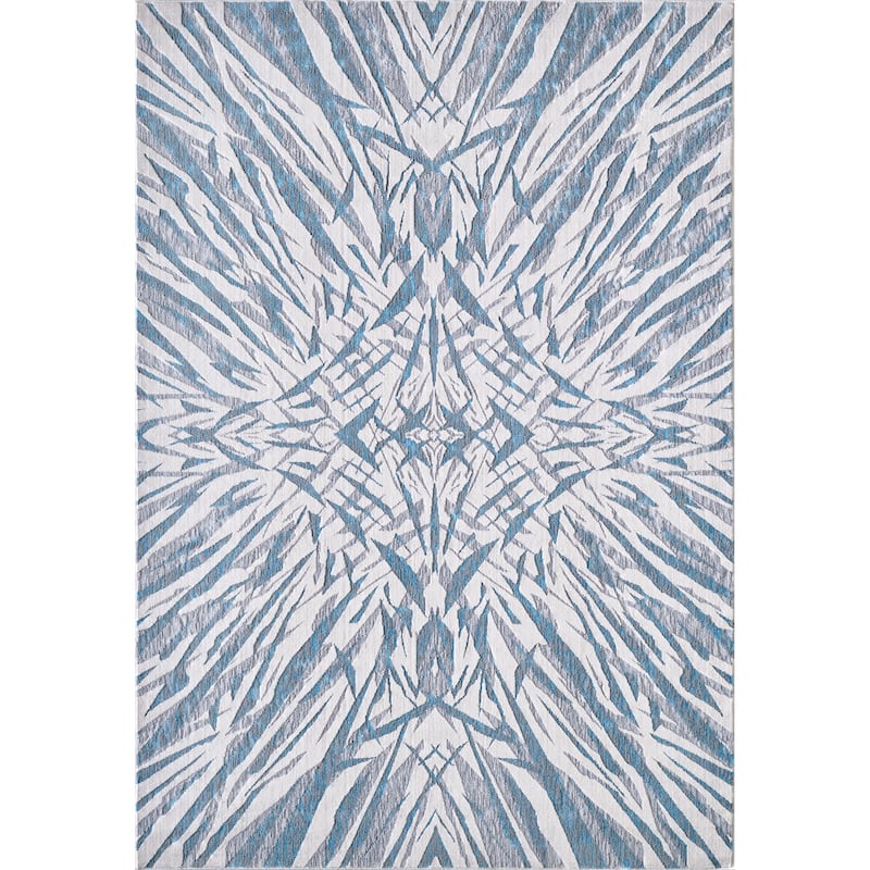Domani Grace Mid-Century Glam Area Rug - 5'3" x 7'7" - Sky Blue