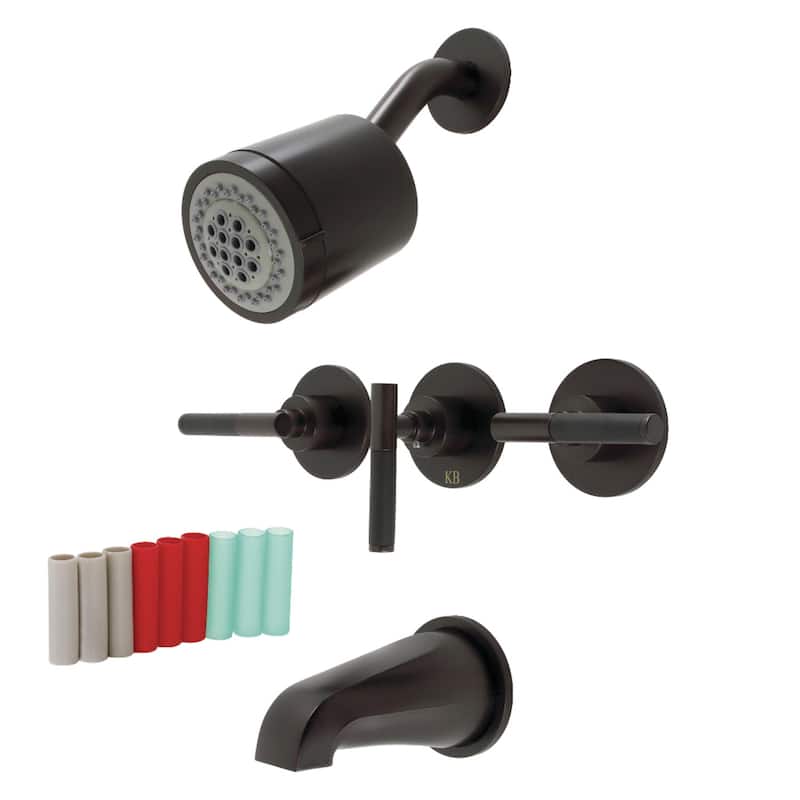 Kingston Brass Kaiser Three-Handle Tub and Shower Faucet - Oil Rubbed Bronze