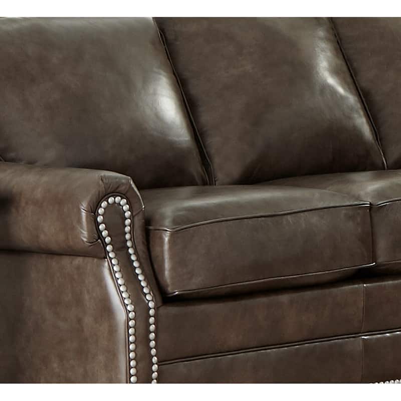 Davis Top Grain Leather Upholstered L-shaped Sectional Sleeper Sofa