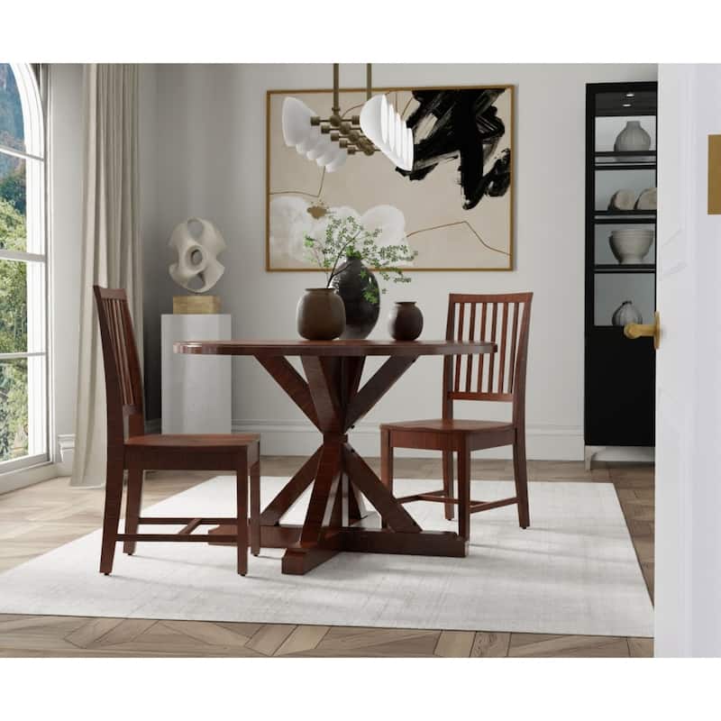 X Base Round Top Pedestal Dining Table - 48" - Espresso Brown