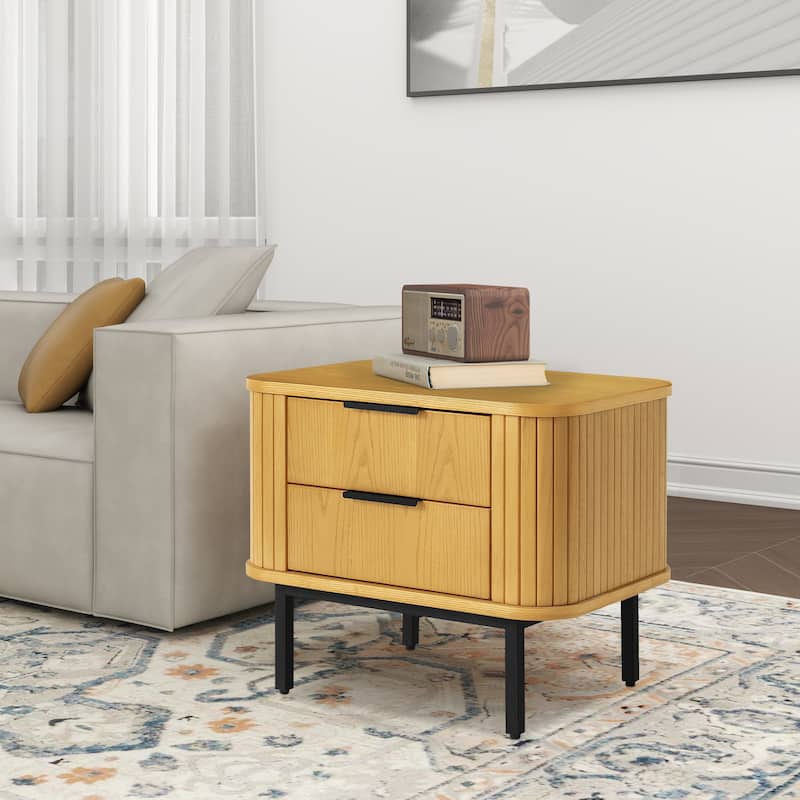 2-Drawer Nightstand Wood End Table